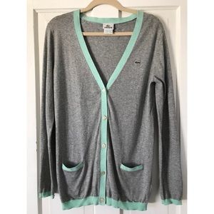 EUC Lacoste Grey + Mint Cardigan FR SZ 42/US SZ 10